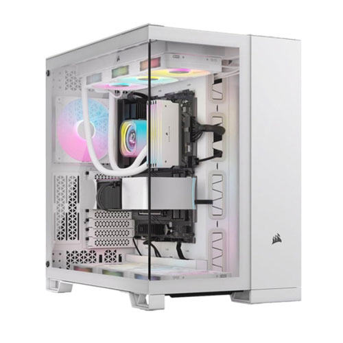 57e Corsair 6500X White Mid Tower Dual Chamber Computer Case - Image 1