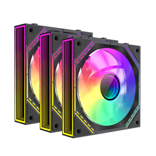 103e Gamemax FN12A S3I Black 3-in-1 ARGB Computer Case Fan - Image 1