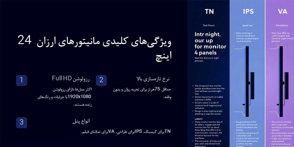 تصویر توضیحی درباره ویژگی های مانیتور 24 اینچ