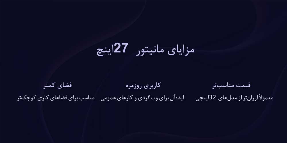 تصویر اینفوگرافی درباره مزایای مانیتورهای 27 اینچی