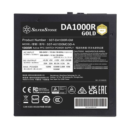 100u SilverStone DA1000R Gold 1000W Full Modular PSU - Image 1