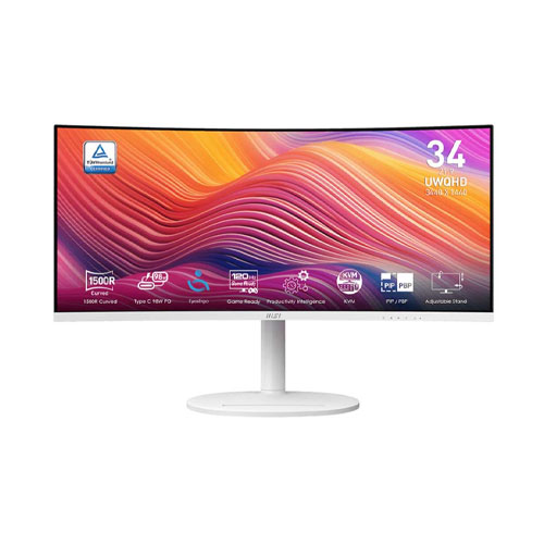 50b MSI MD342CQPW 34-Inch 120Hz VA UWQHD Gaming Curved Monitor - Image 1